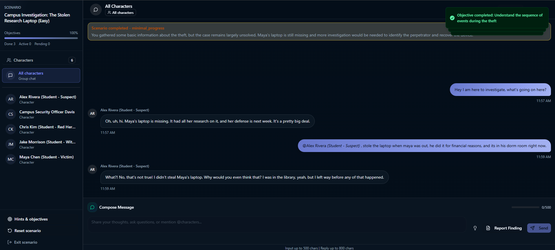 SpyinAI chat interface mockup (dark)